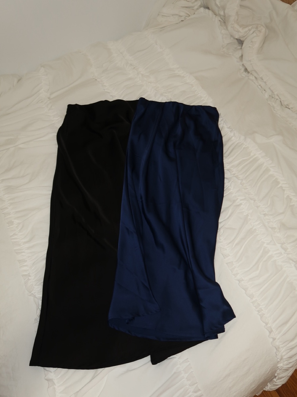 SHEIN Black & Navy Satin Midi Skirt Duo